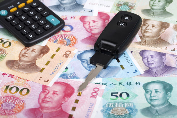 Chinese money and car keys